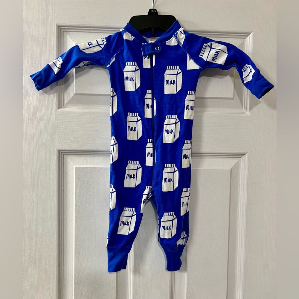 Hanna Andersson Royal Blue Milk Carton One-Piece Romper 6-12 Months